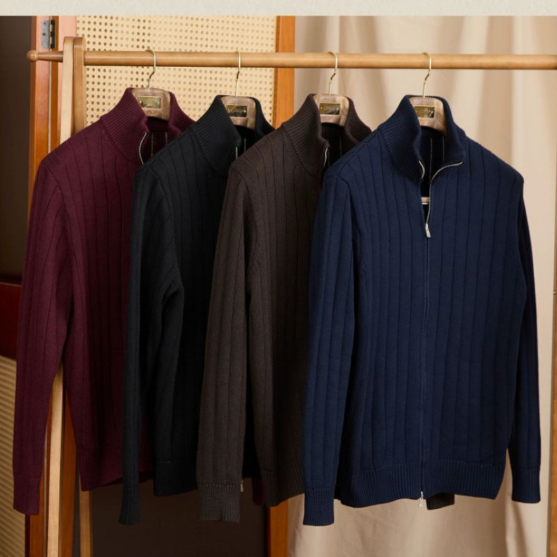 SIMONE RIBBED ZIP CARDIGAN
