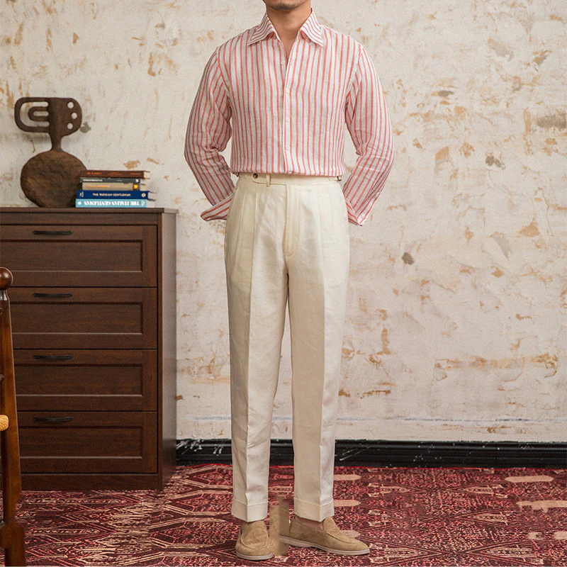 LORENZO STRIPED LINEN SHIRT