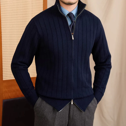 SIMONE RIBBED ZIP CARDIGAN