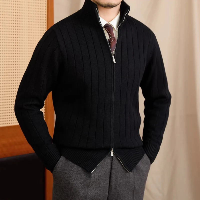 SIMONE RIBBED ZIP CARDIGAN