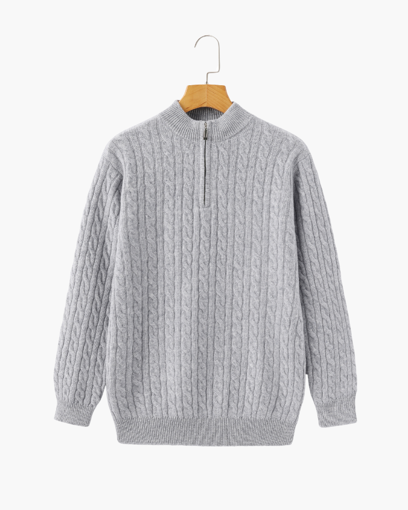 HARLAN HALF-ZIP CABLE KNIT SWEATER