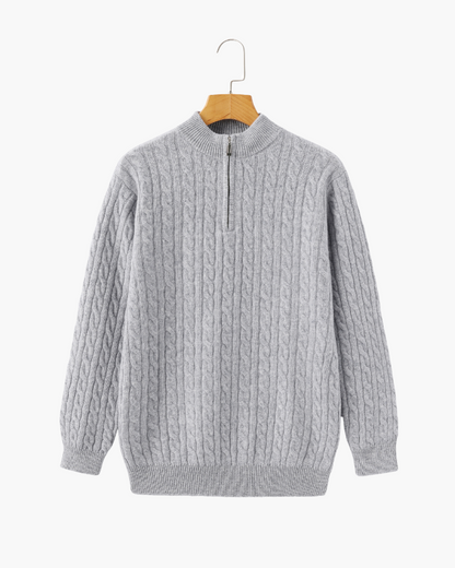 HARLAN HALF-ZIP CABLE KNIT SWEATER