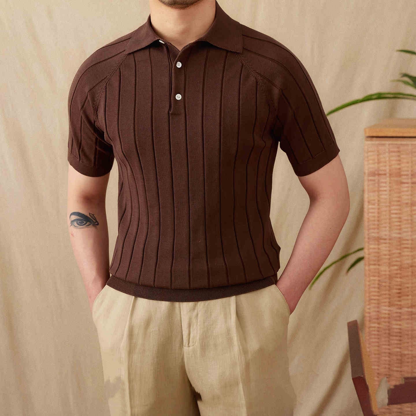 MASSIMO RIBBED KNIT POLO