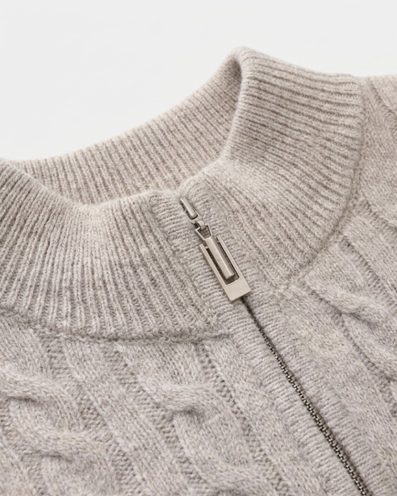 HARLAN HALF-ZIP CABLE KNIT SWEATER