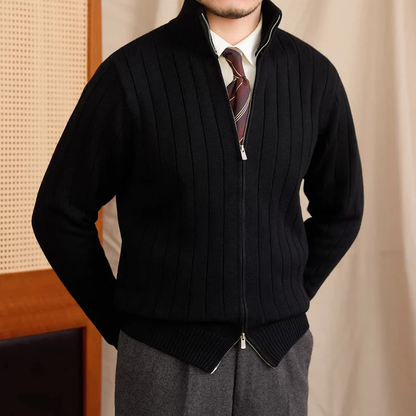 SIMONE RIBBED ZIP CARDIGAN
