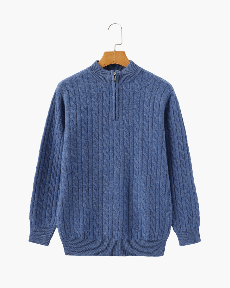 HARLAN HALF-ZIP CABLE KNIT SWEATER