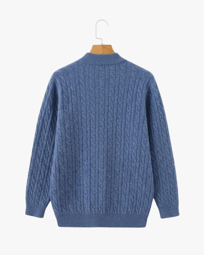 HARLAN HALF-ZIP CABLE KNIT SWEATER