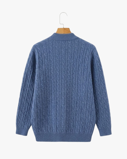 HARLAN HALF-ZIP CABLE KNIT SWEATER