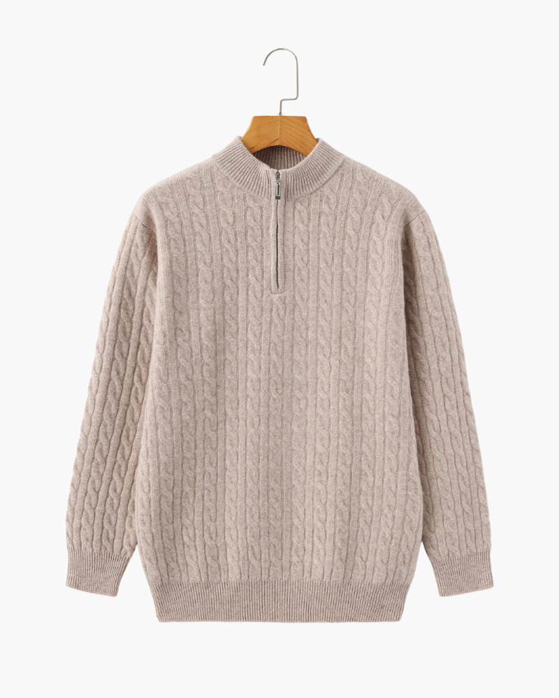 HARLAN HALF-ZIP CABLE KNIT SWEATER