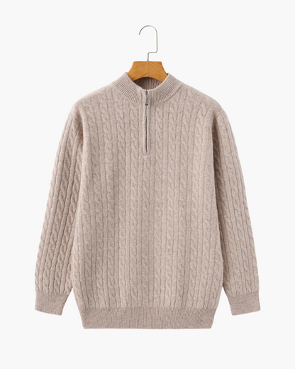 HARLAN HALF-ZIP CABLE KNIT SWEATER