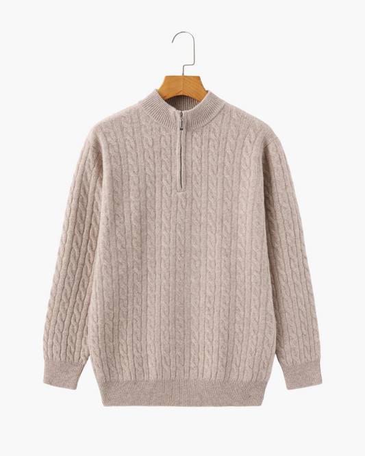 HARLAN HALF-ZIP CABLE KNIT SWEATER