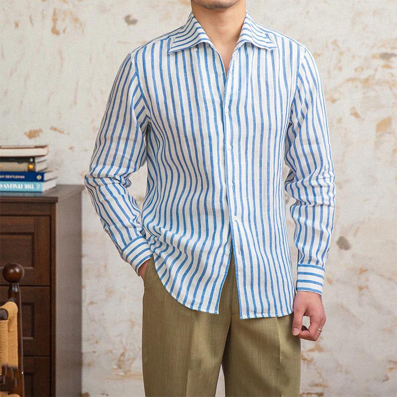 LORENZO STRIPED LINEN SHIRT