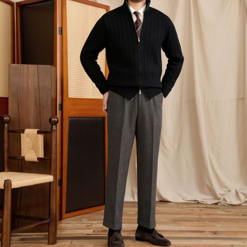 SIMONE RIBBED ZIP CARDIGAN