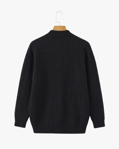 HARLAN HALF-ZIP CABLE KNIT SWEATER
