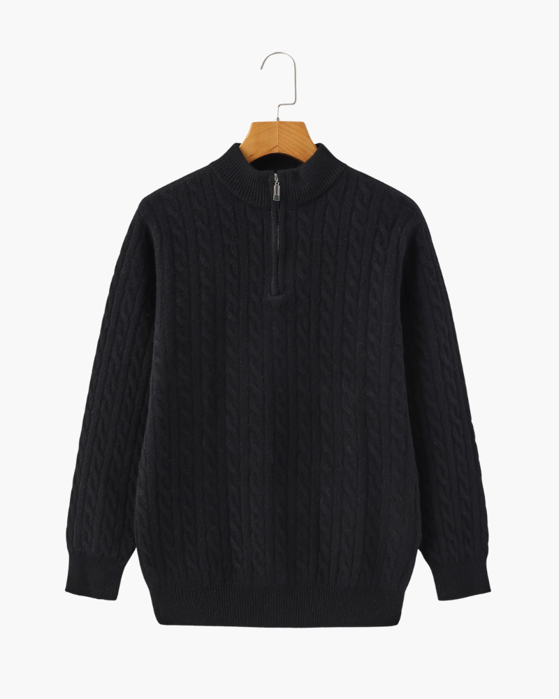 HARLAN HALF-ZIP CABLE KNIT SWEATER