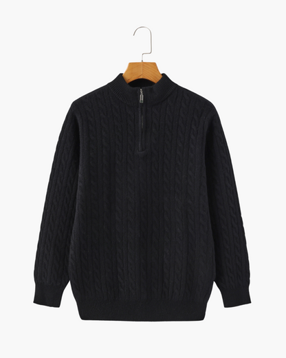 HARLAN HALF-ZIP CABLE KNIT SWEATER