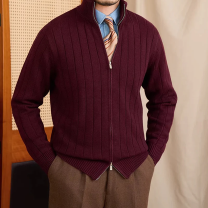 SIMONE RIBBED ZIP CARDIGAN