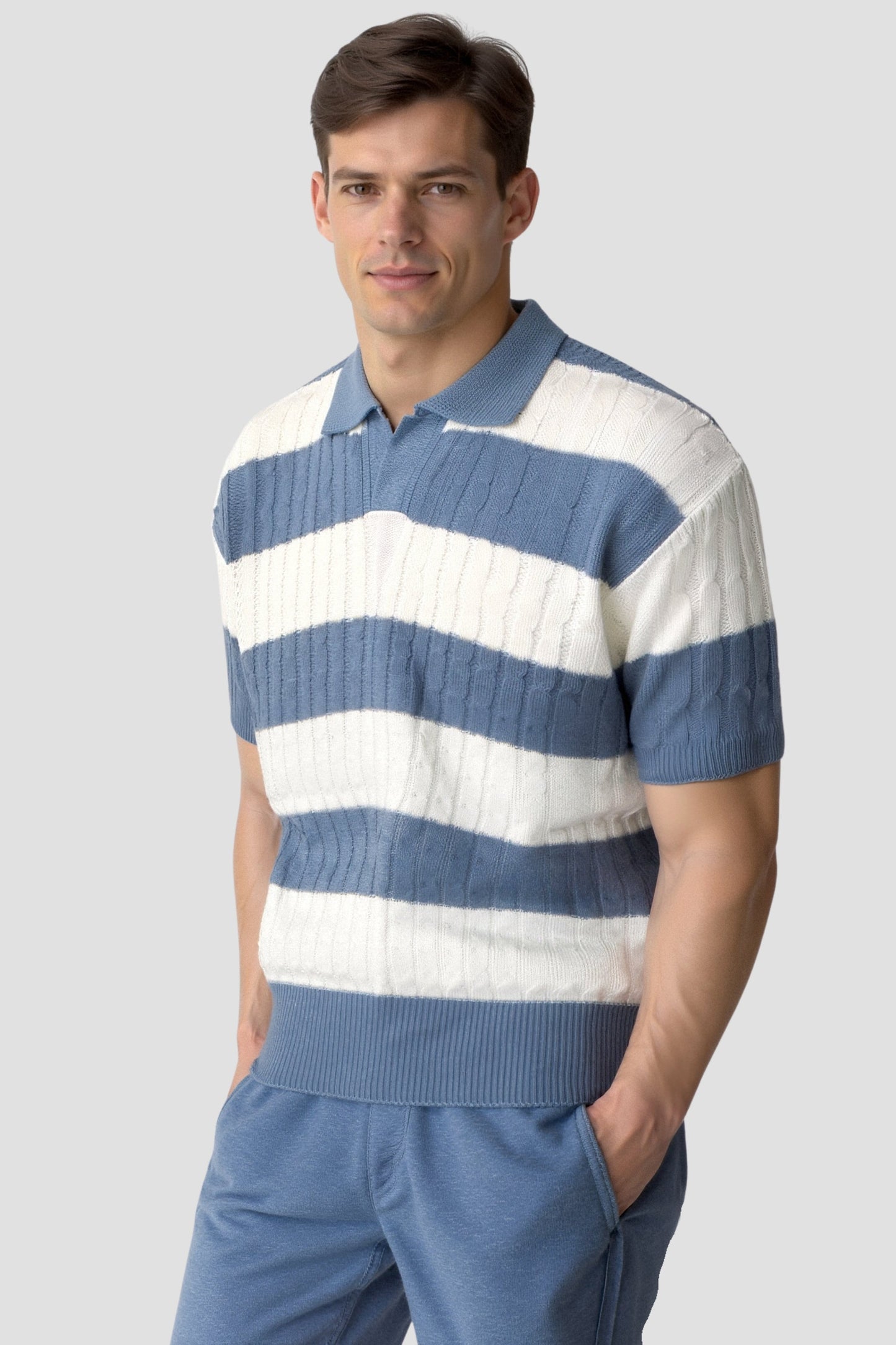 MILES STRIPED KNIT POLO