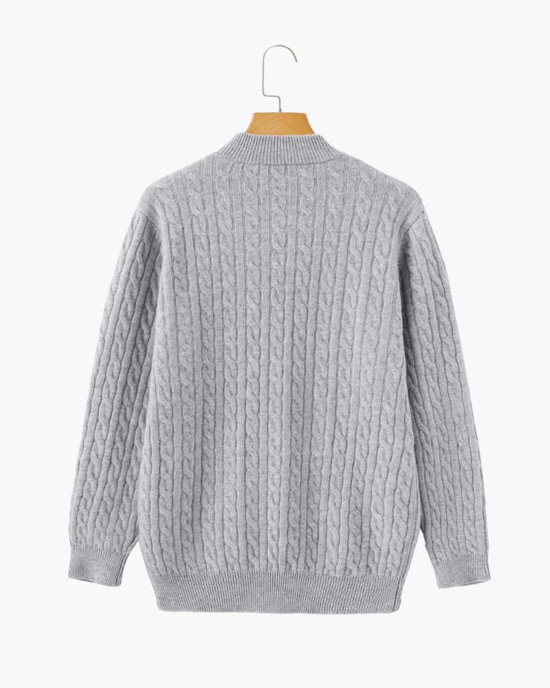 HARLAN HALF-ZIP CABLE KNIT SWEATER