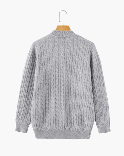 HARLAN HALF-ZIP CABLE KNIT SWEATER