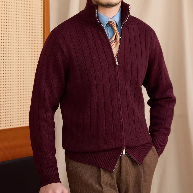 SIMONE RIBBED ZIP CARDIGAN