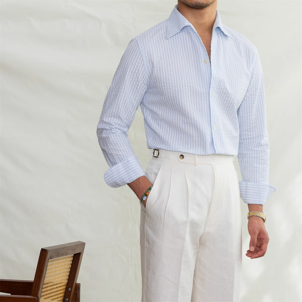 MARTINO SEERSUCKER STRIPED SHIRT