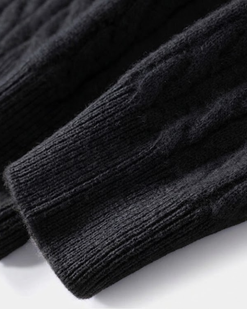 HARLAN HALF-ZIP CABLE KNIT SWEATER