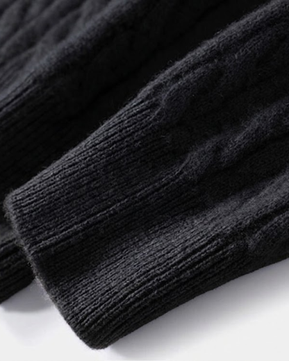 HARLAN HALF-ZIP CABLE KNIT SWEATER