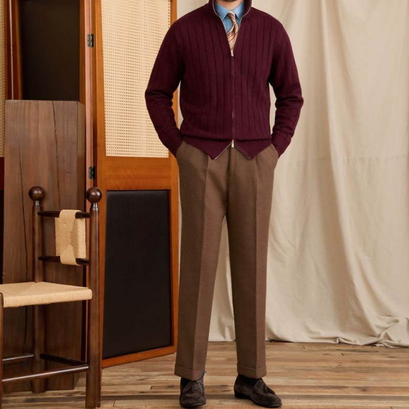 SIMONE RIBBED ZIP CARDIGAN