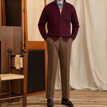 SIMONE RIBBED ZIP CARDIGAN