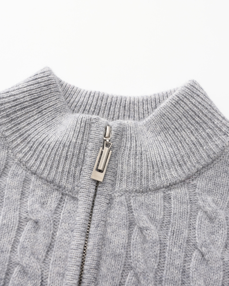 HARLAN HALF-ZIP CABLE KNIT SWEATER