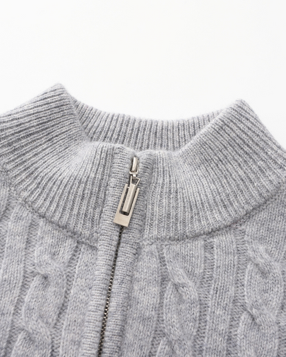 HARLAN HALF-ZIP CABLE KNIT SWEATER