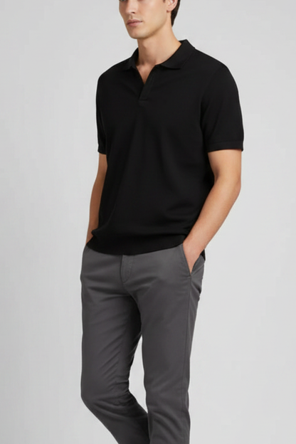 LEON KNIT OPEN-COLLAR POLO