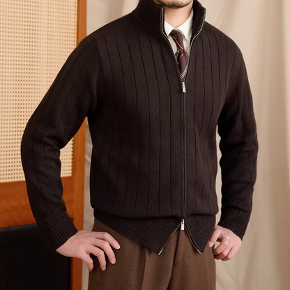SIMONE RIBBED ZIP CARDIGAN