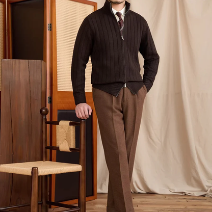 SIMONE RIBBED ZIP CARDIGAN