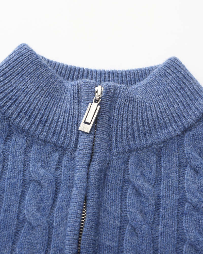 HARLAN HALF-ZIP CABLE KNIT SWEATER