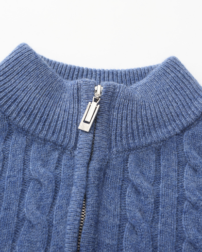 HARLAN HALF-ZIP CABLE KNIT SWEATER