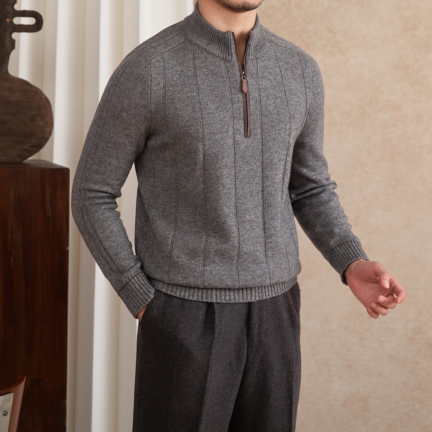 SALVATORE HALF-ZIP KNIT