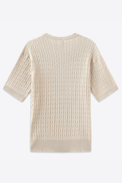 LEO CABLE KNIT SHORT-SLEEVE SHIRT