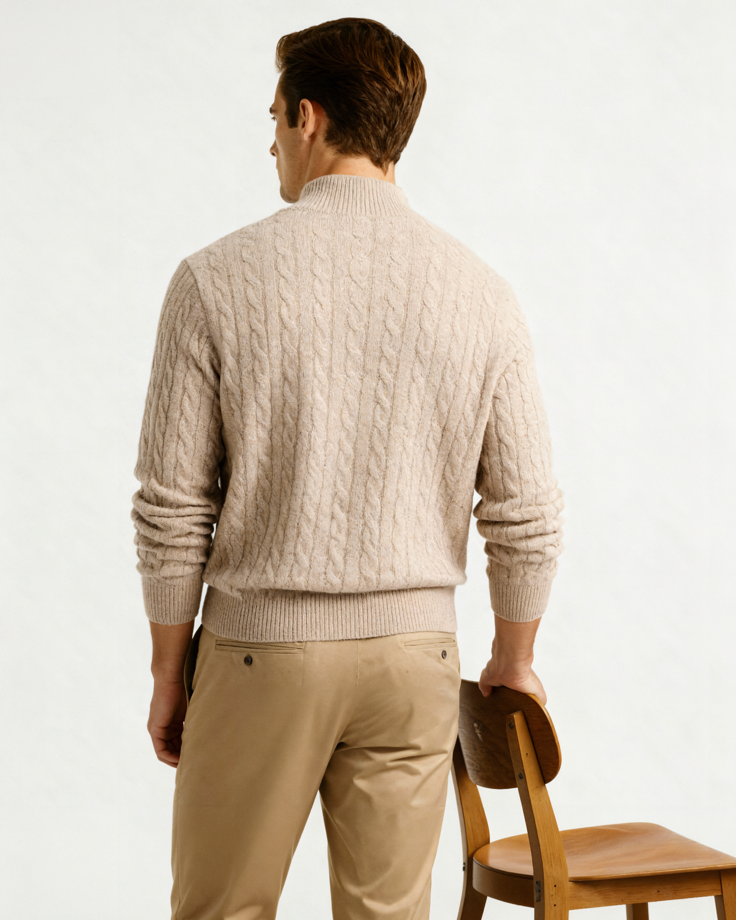 HARLAN HALF-ZIP CABLE KNIT SWEATER