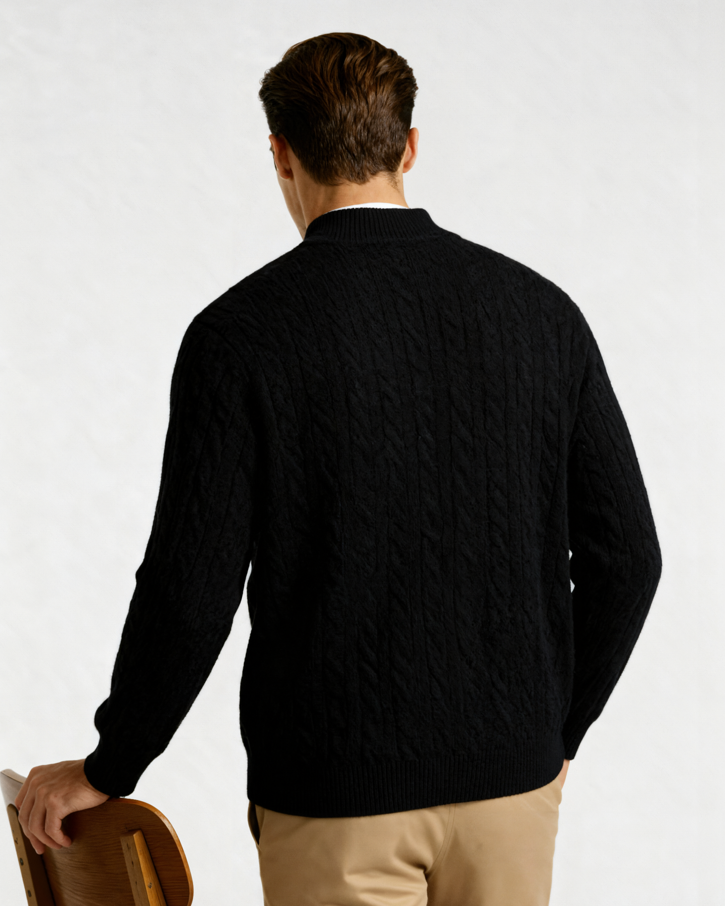 HARLAN HALF-ZIP CABLE KNIT SWEATER