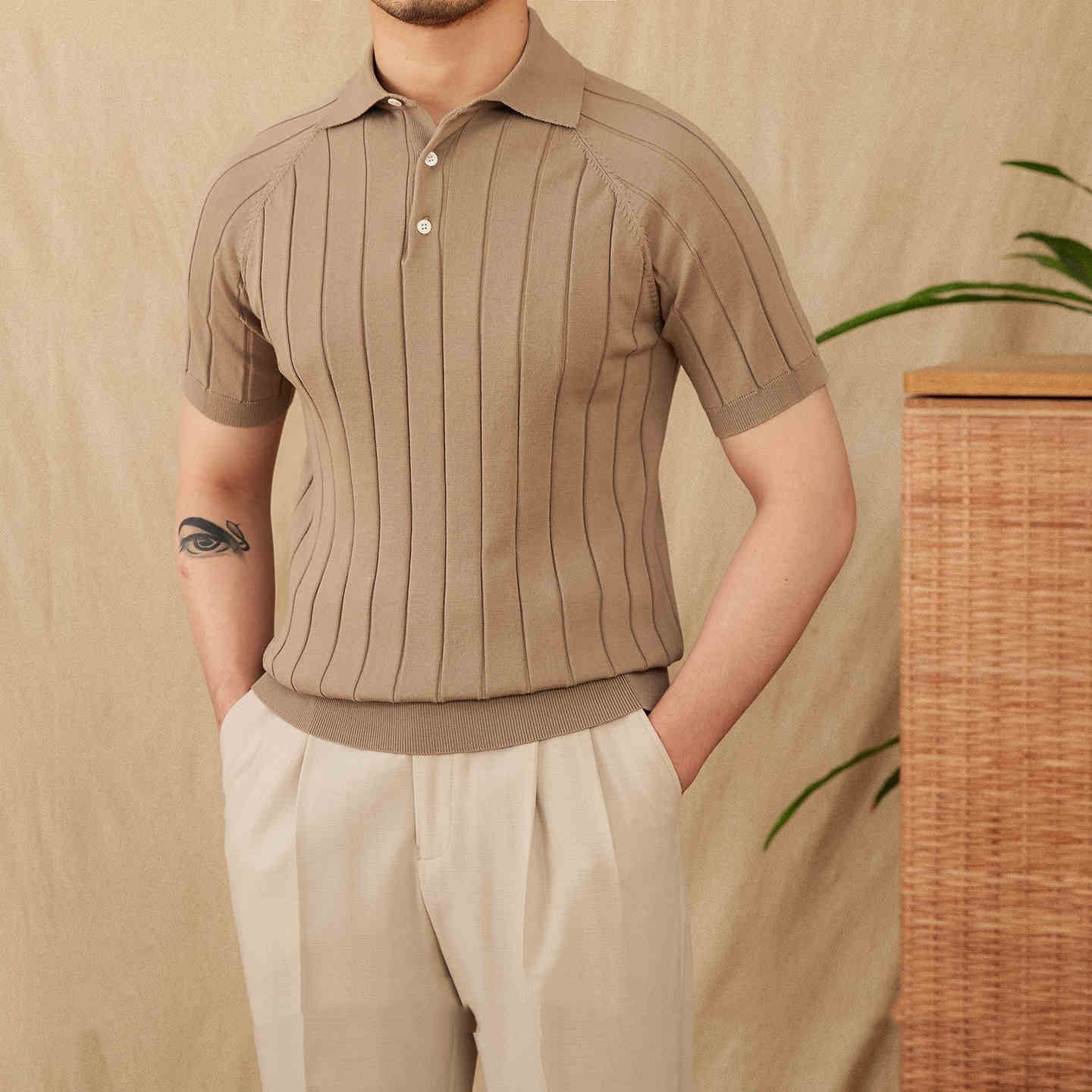 MASSIMO RIBBED KNIT POLO