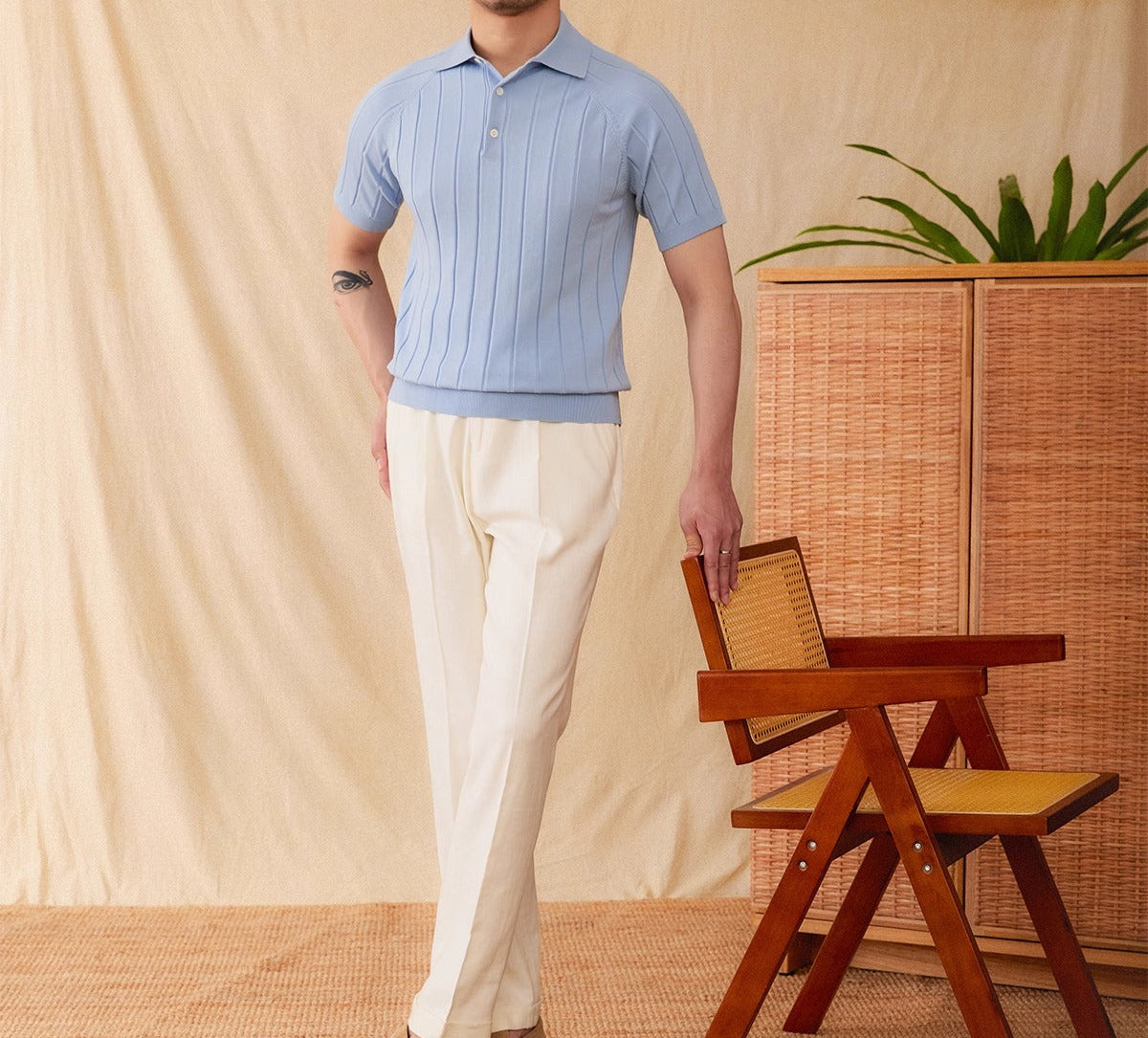 MASSIMO RIBBED KNIT POLO